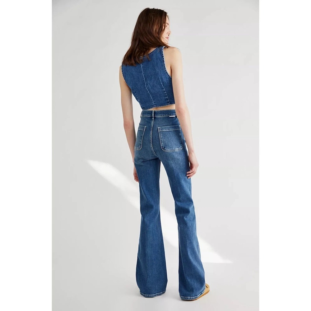 Boyish The Ricky Jeans Sz 31 Flare High Rise Stretch Medium Wash Button‎ Front - Picture 3 of 7